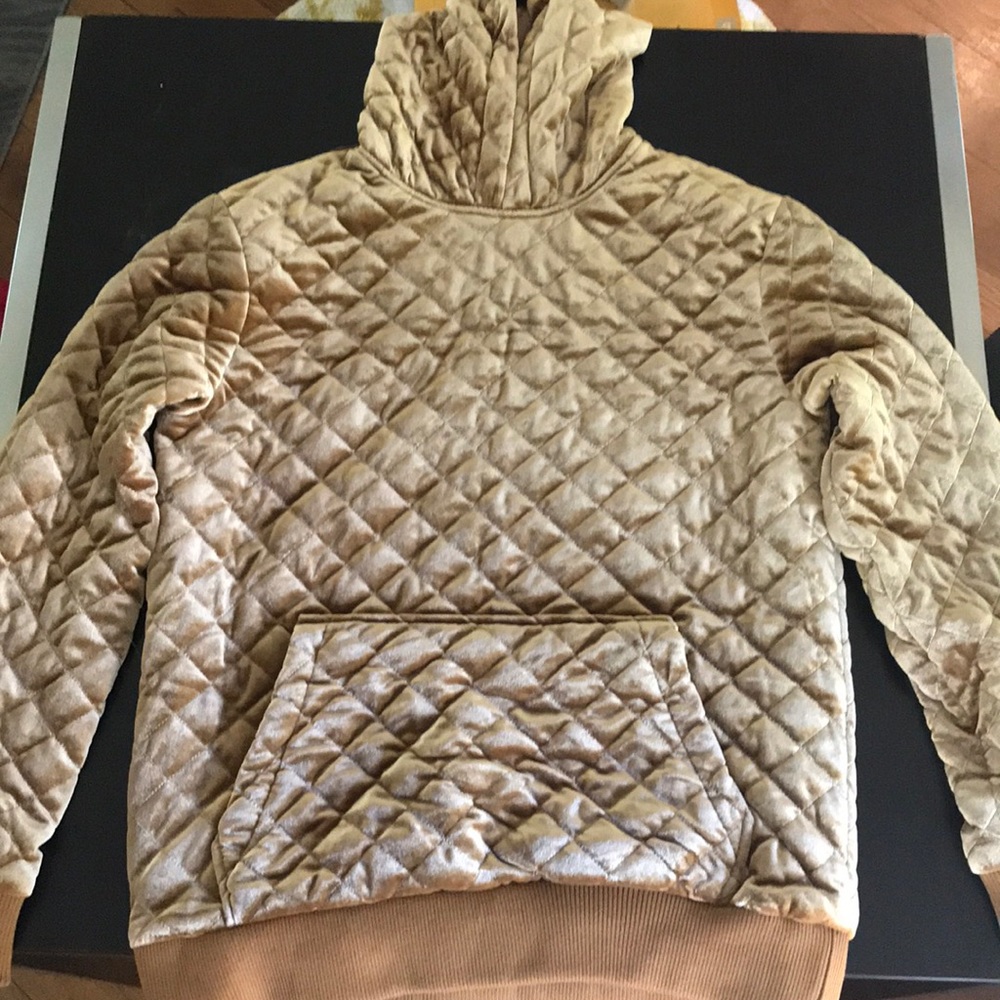Gold Velvet Pullover Hoodie
